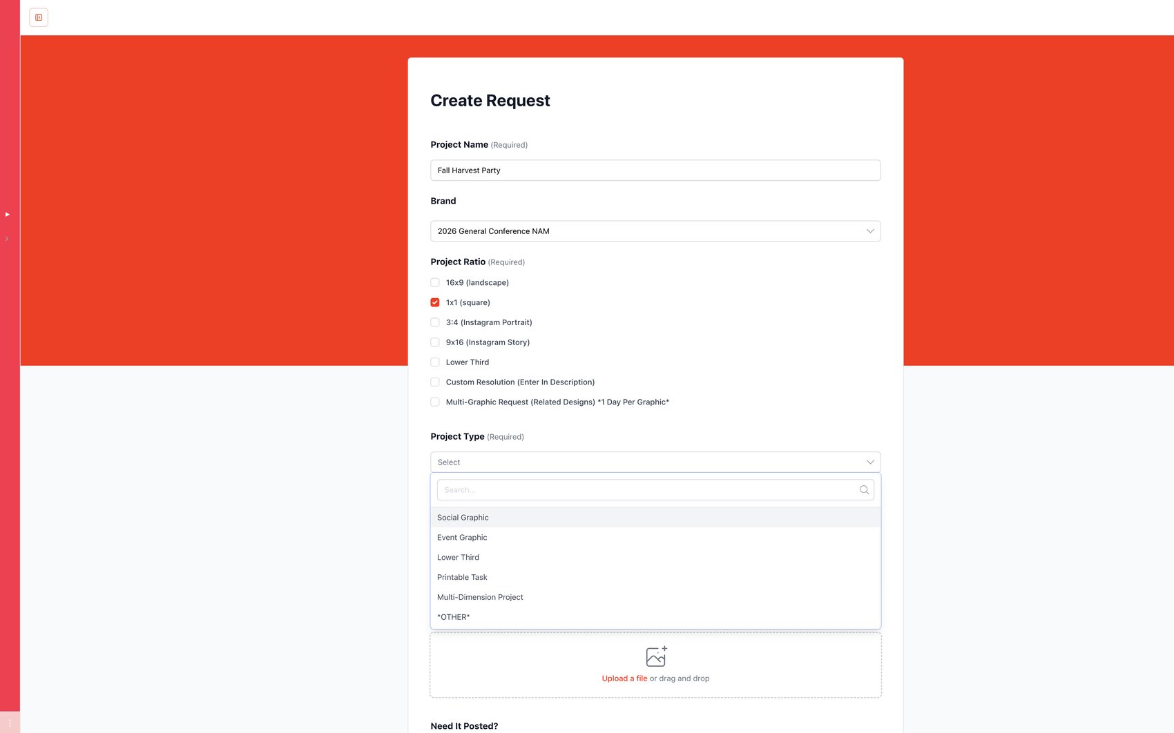 Submitting a new graphic request in the portal