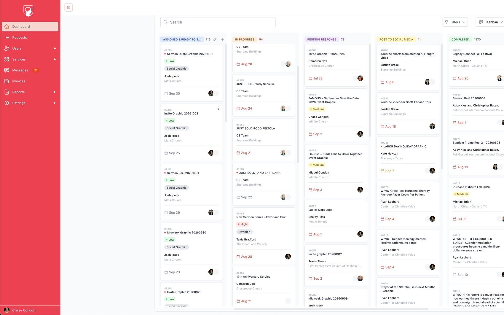 The ongoing Unlimited Graphics request dashboard