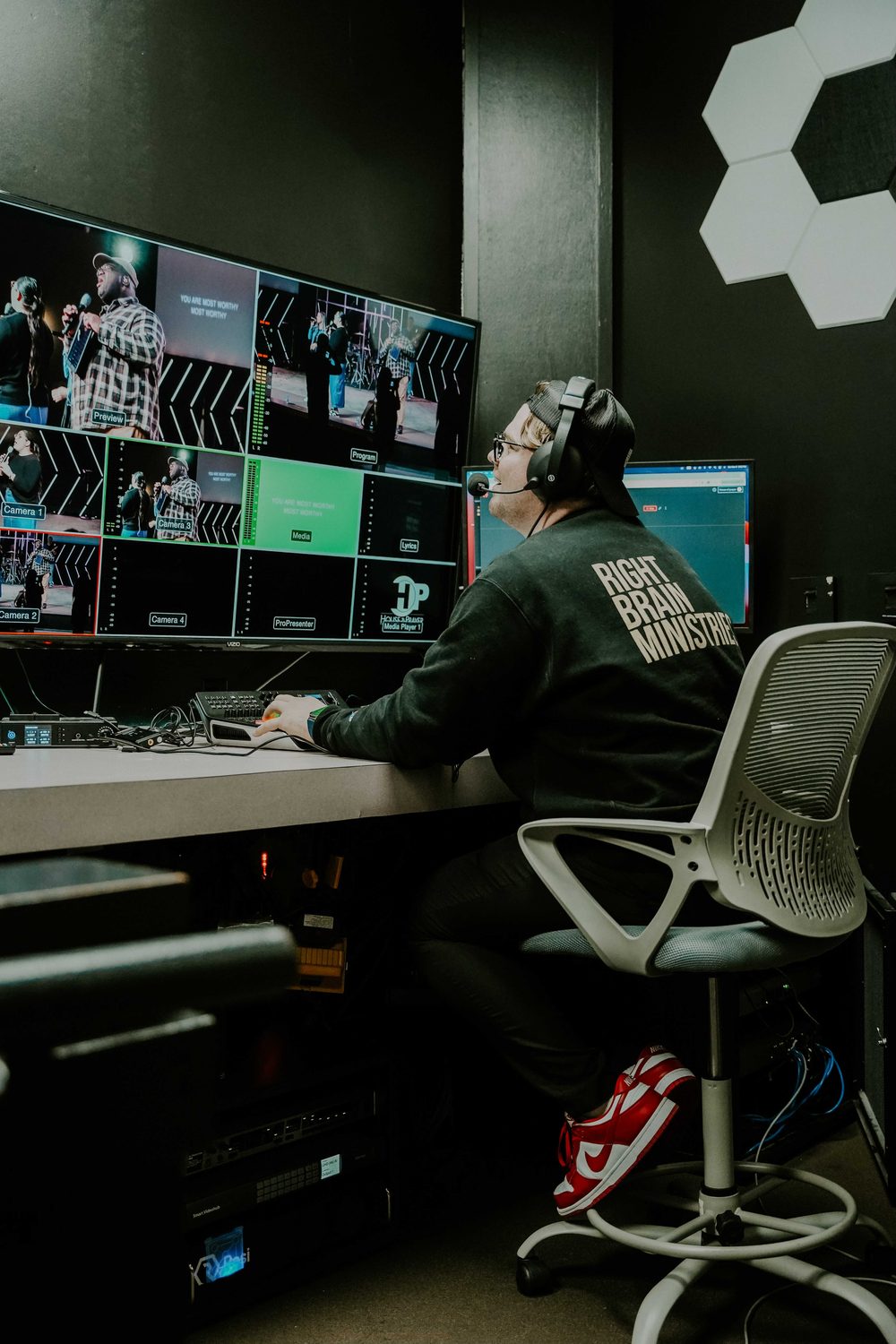 A member of the Right Brain Ministries creative team at work